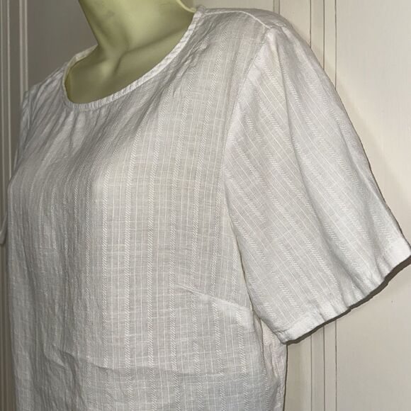 Vintage Russ Behrens white linen short sleeve short sleeve blouse - Picture 5 of 10